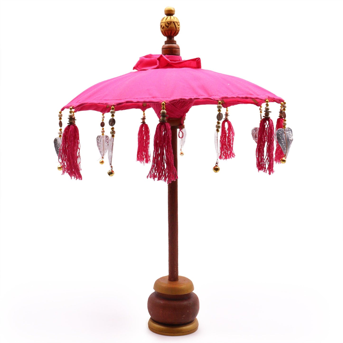 Dekoschirm Bali in Pink, 40cm - Handgefertigt aus Baumwolle und Holz