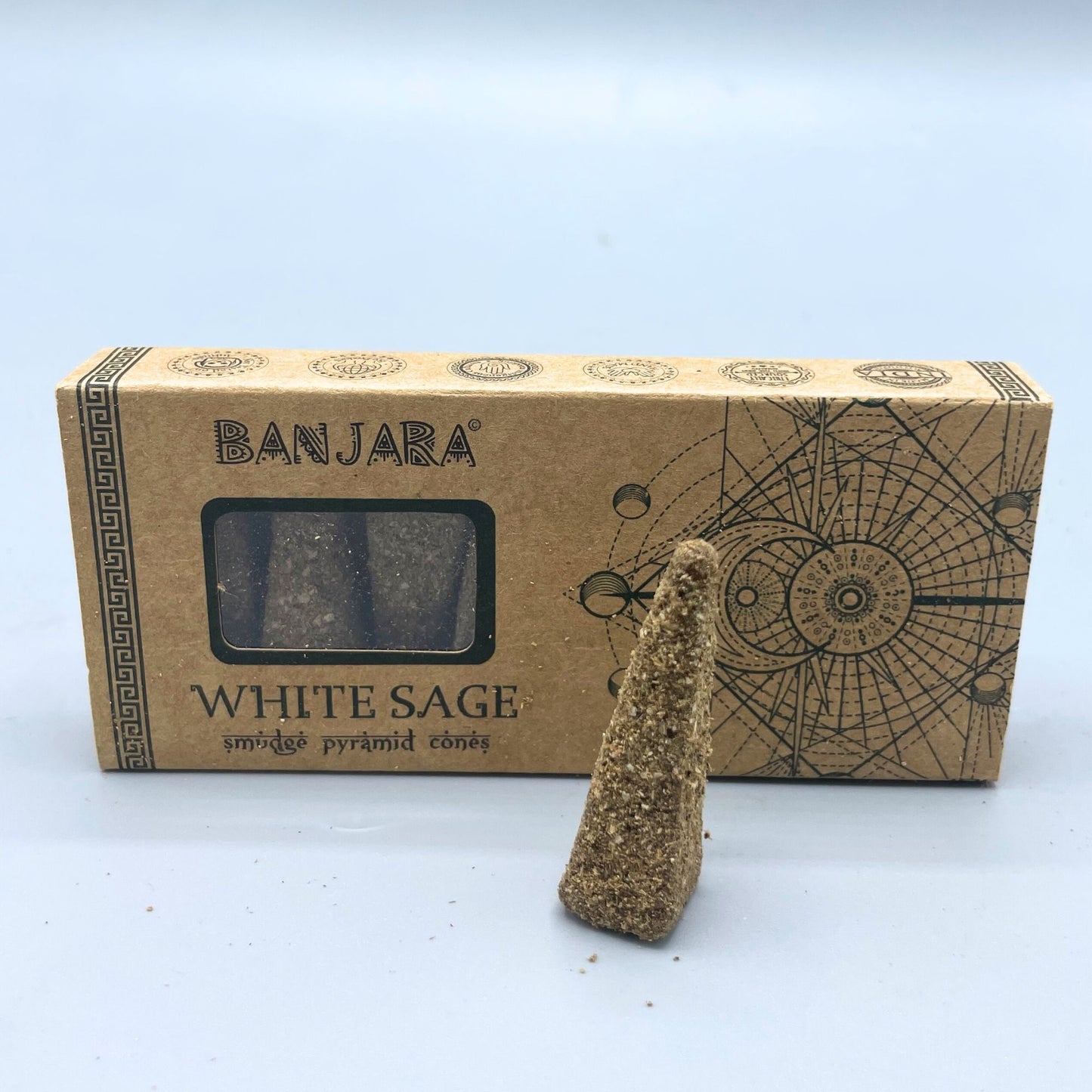 Pyramiden Räucherkegel Weißer Salbei von Banjara – 120 Stück im Geschenkset