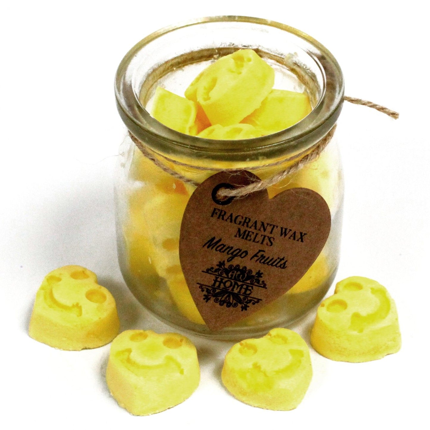 Duftwachs-Herzen 'Mango-Früchte' im Glas – 16 Stück