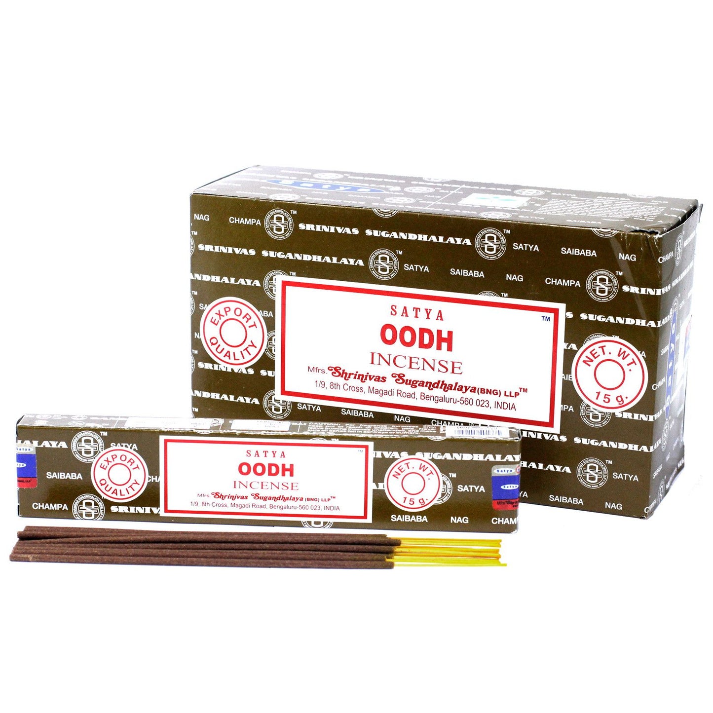 SATYA Oudh Räucherstäbchen - Handgerollte Duftstäbchen, 15 Stück