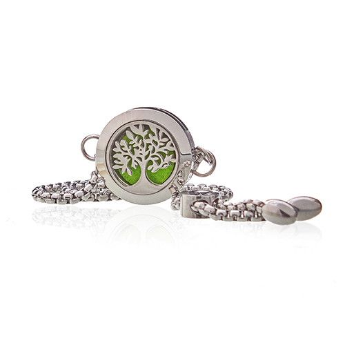 Lebensbaum Aromatherapie Armband – 20mm Medaillon aus Edelstahl