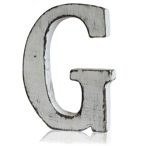 Deko-Buchstabe G im Shabby Chic Stil - Handgefertigt aus Mangoholz