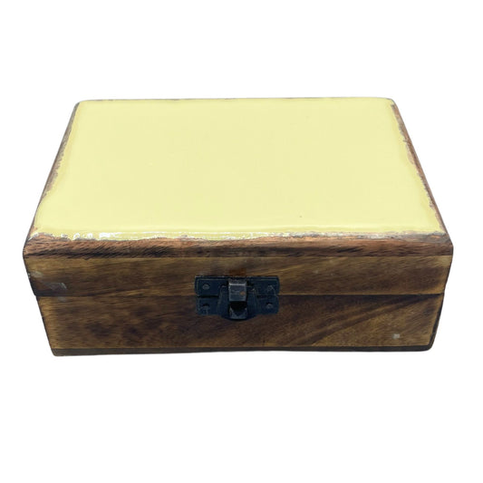 Keramik-Holzbox in Betonoptik 15x10x6cm - Handgefertigt aus Mangoholz