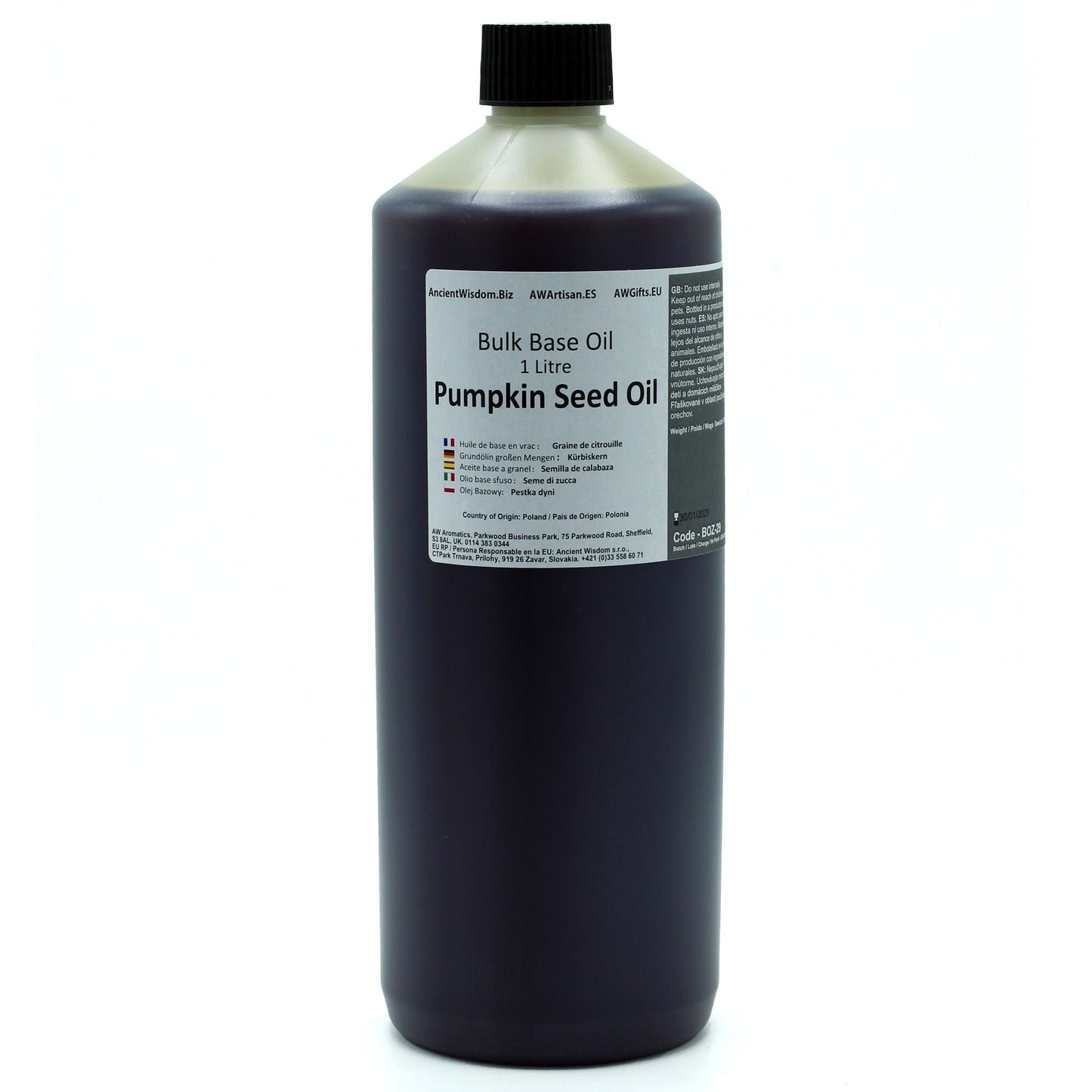 Reines Kürbiskernöl, kaltgepresst – 1 Liter Basisöl für Naturkosmetik & Wellness