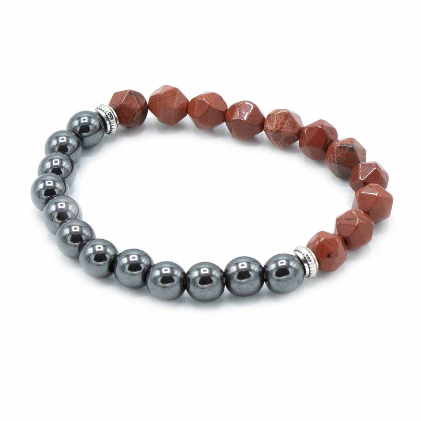 Facettiertes Armband aus Rotem Jaspis mit Magnetverschluss