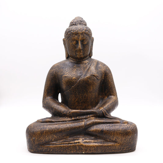Buddha-Statue in Antikgold - 50 cm Handarbeit aus Faserzement