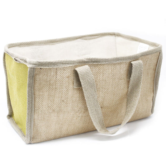 Natürliche Einkaufstasche Olive - Großformat aus Jute & Baumwolle (33x18x20 cm)