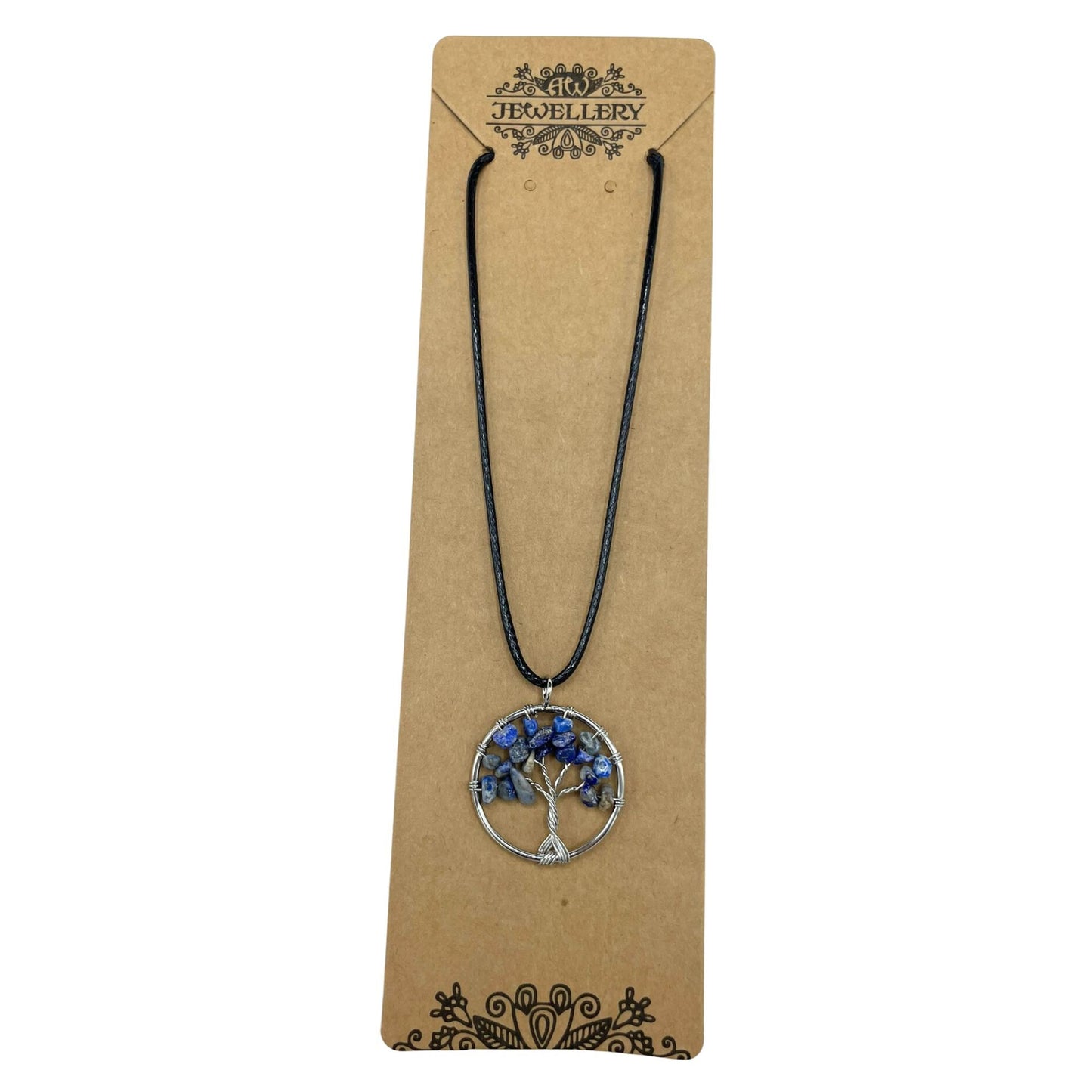 Lebensbaum Anhänger aus Sodalith – Handgefertigter Edelsteinschmuck mit Lederband