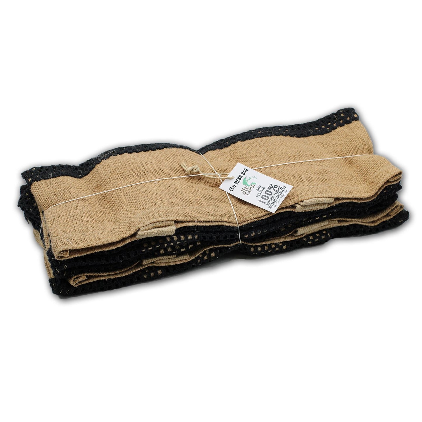 Netzbeutel aus weicher Jute und Baumwolle - Elegant in Schwarz