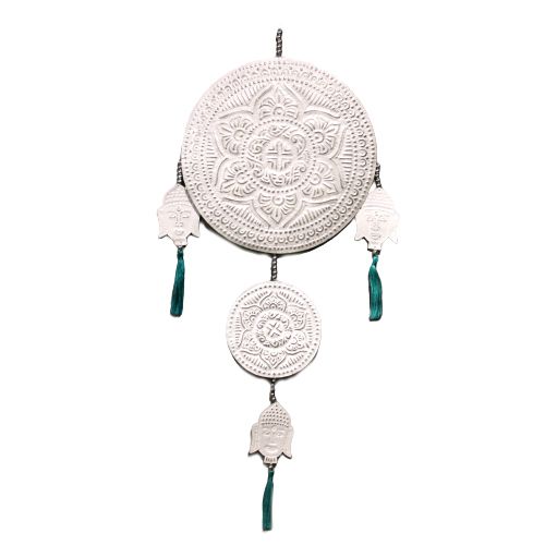 Buddha Wandmobile aus Bali (3er Set) – Handgefertigte Aluminium-Dekoration mit Perlen