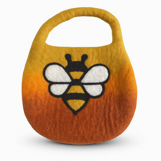 Filztasche 'Bienenfreude' in Sonnenaufgang-Orange mit Magnetverschluss