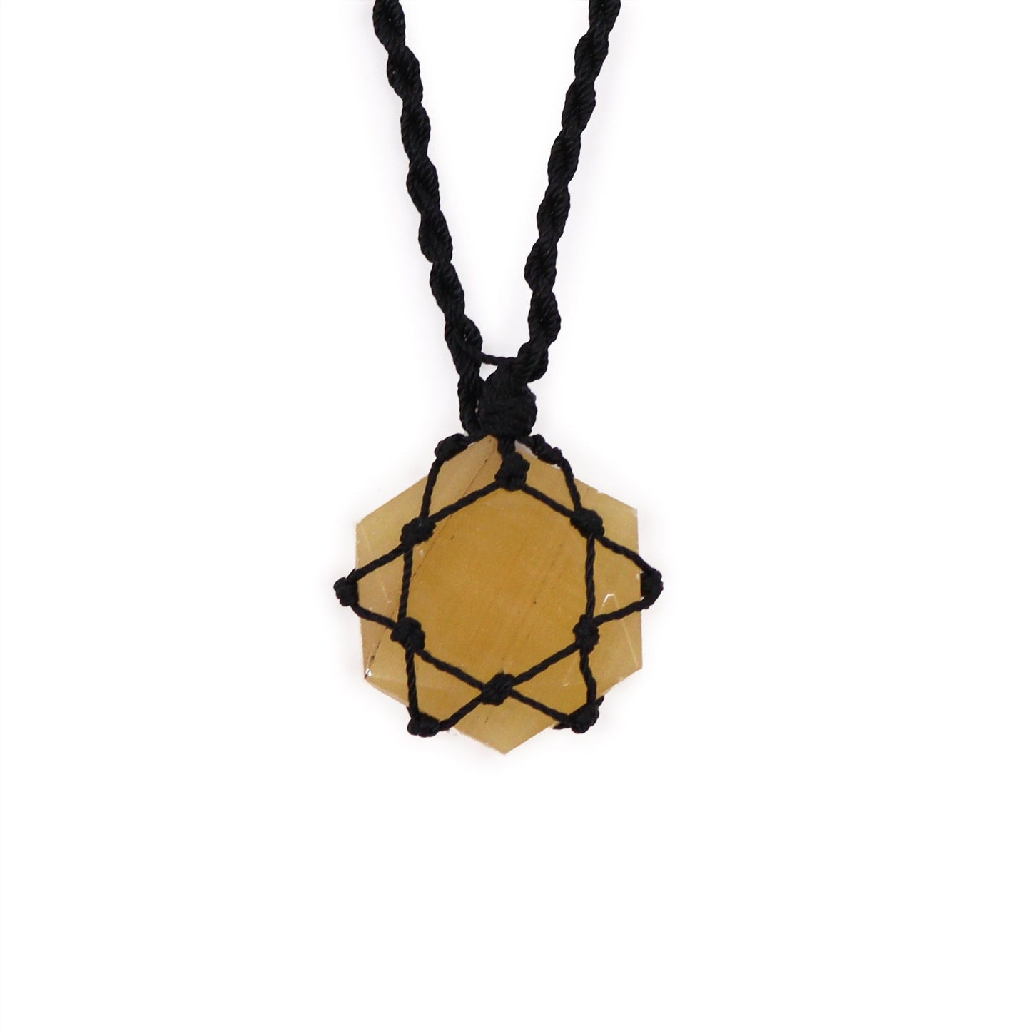 Handgeknüpfter Hexagon-Anhänger mit sonnengelbem Quarz