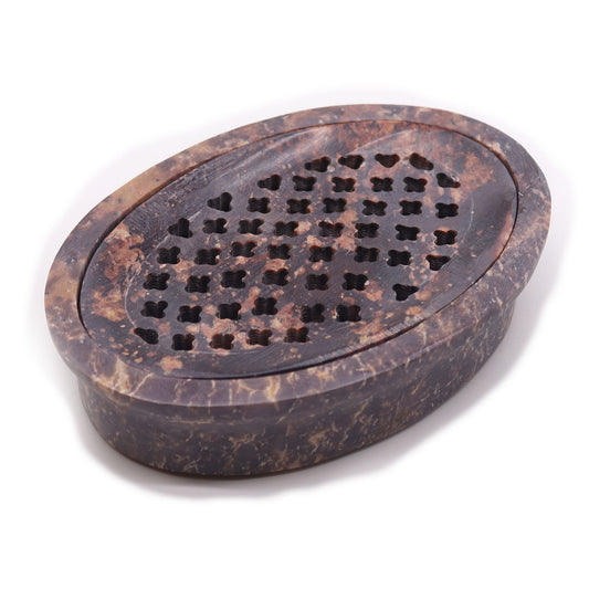Klassische Seifenschale aus Naturstein, oval 11x8 cm