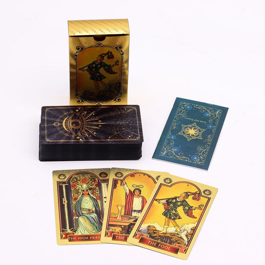 Tarotkarten-Set 'All-Seeing Auge' mit Begleitbuch - Blau & Gold Folienveredelung