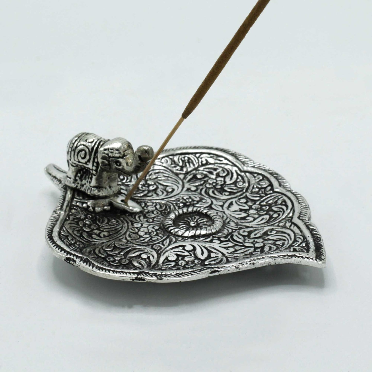 Elefantenblatt Räucherhalter aus poliertem Aluminium – 11 cm