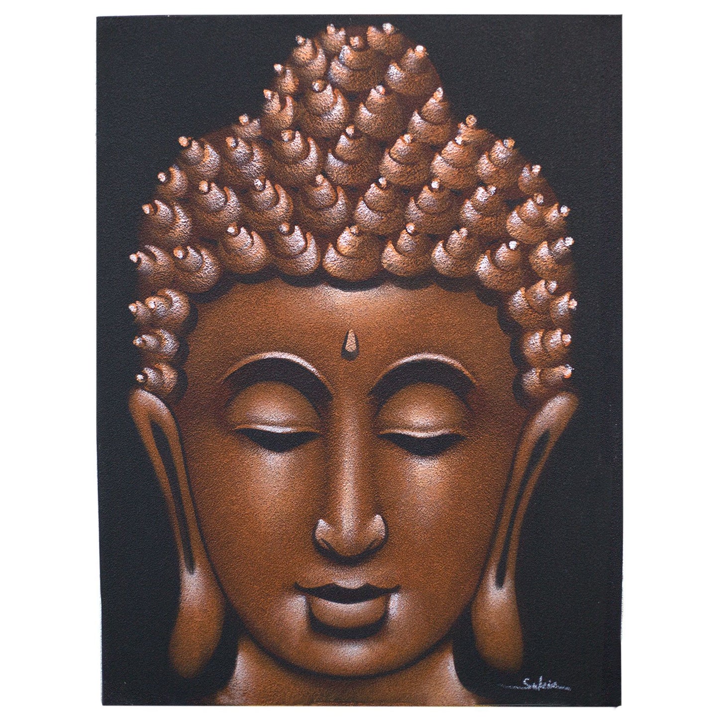 Leinwandbild 'Zenith Buddha' in Kupfer-Sandoptik – Handgemaltes Unikat