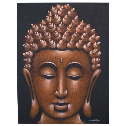 Leinwandbild 'Zenith Buddha' in Kupfer-Sandoptik – Handgemaltes Unikat