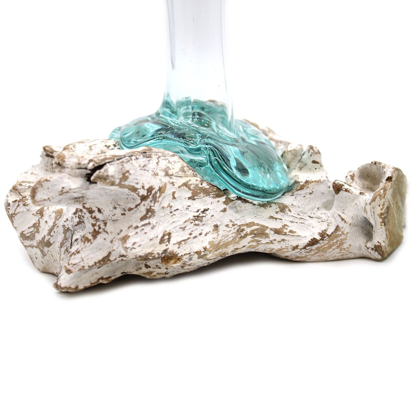 Vase Medium - Geschmolzenes Glas auf Weißholz | Einzigartiges Naturkunstwerk