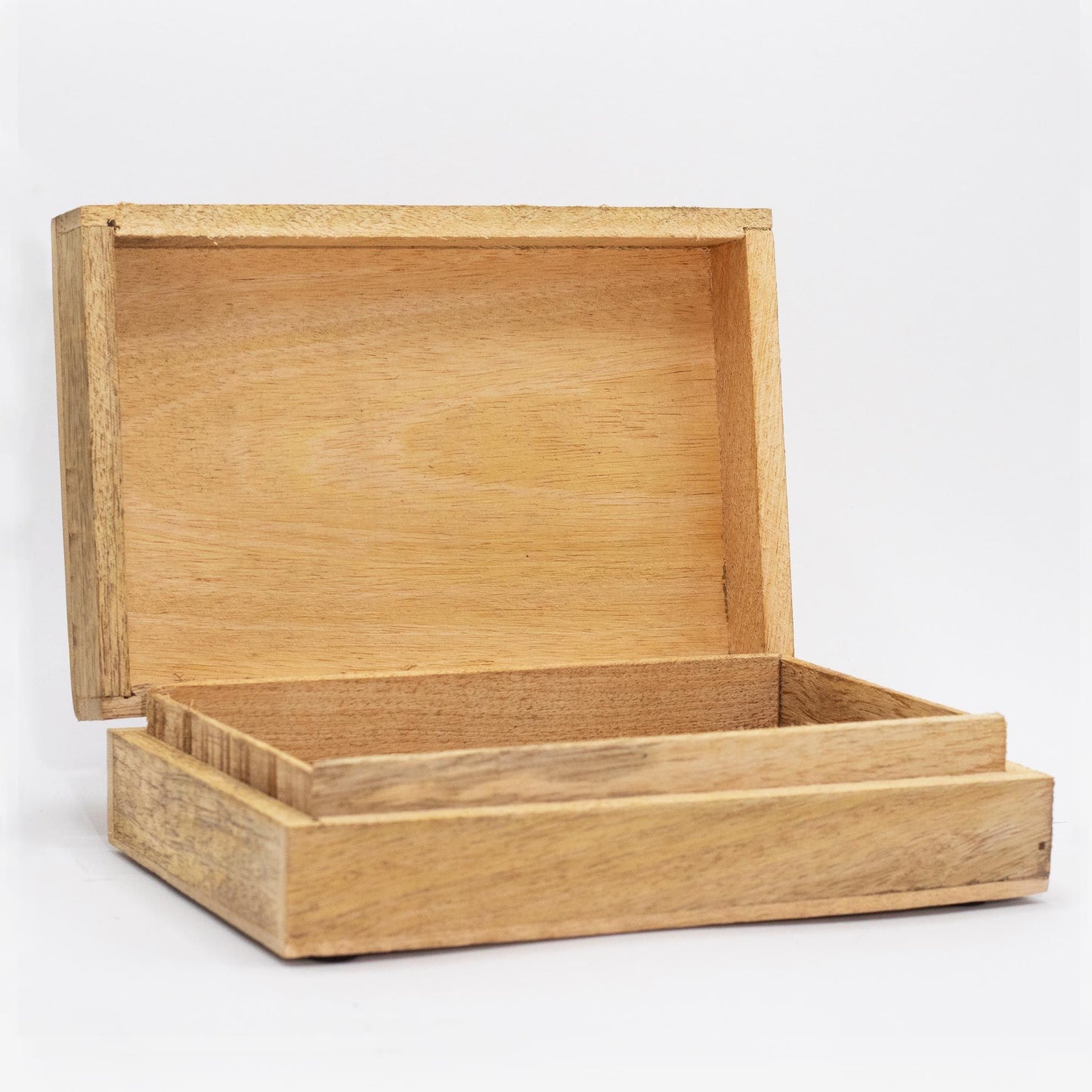Große Hamsa-Box aus Mangoholz mit Gravur - Aufbewahrung & Dekoration in Schwarz