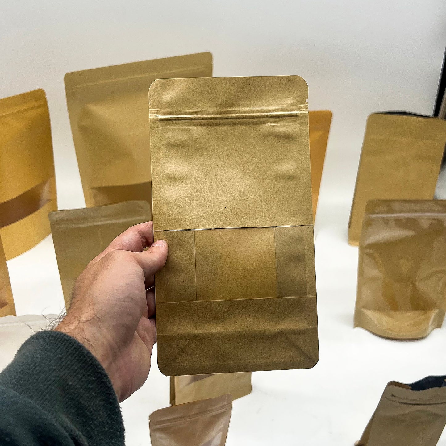 10x Kraftpapier-Beutel mit Sichtfenster, 10x20cm, wiederverschließbar