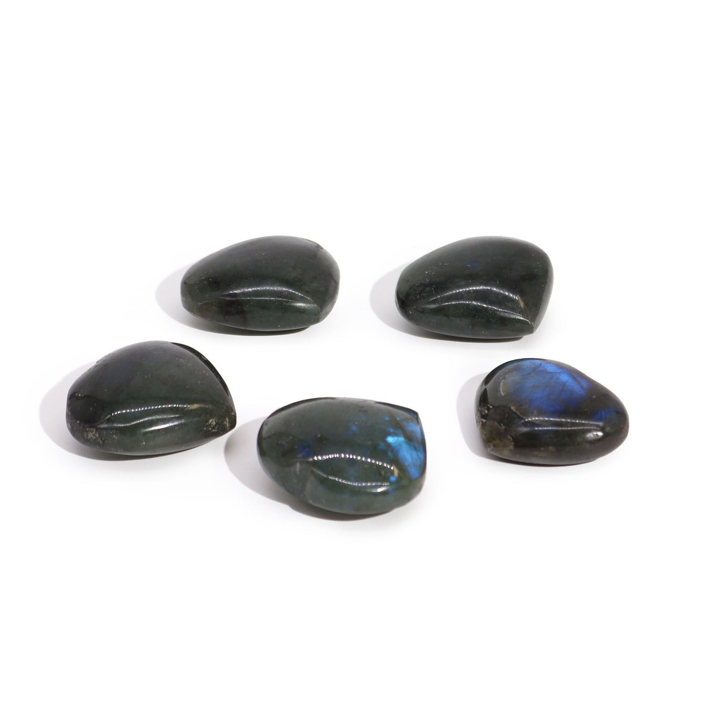 Handschmeichler Herz aus Madagaskar Labradorit | 30-40mm | Natürliche Labradoreszenz