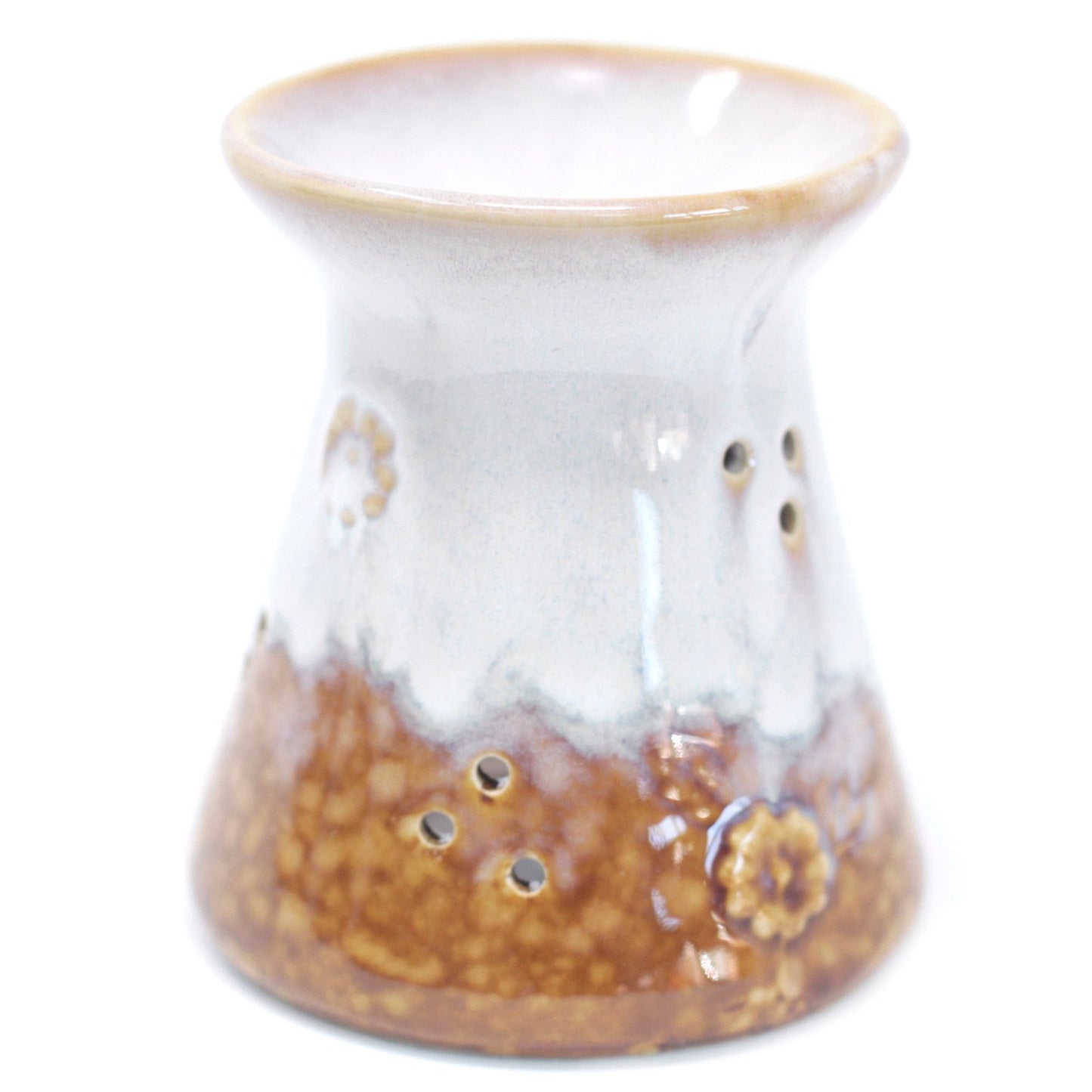 Keramik-Duftlampe mit Blumenmuster – Rustikales Terrakotta-Design