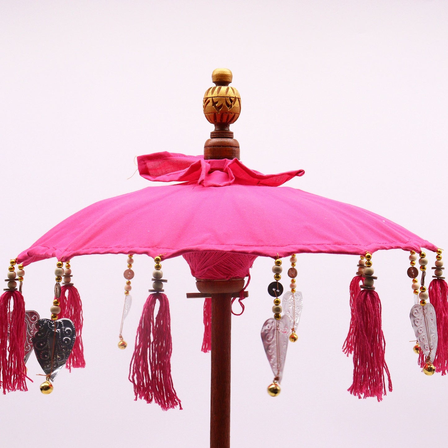 Dekoschirm Bali in Pink, 40cm - Handgefertigt aus Baumwolle und Holz