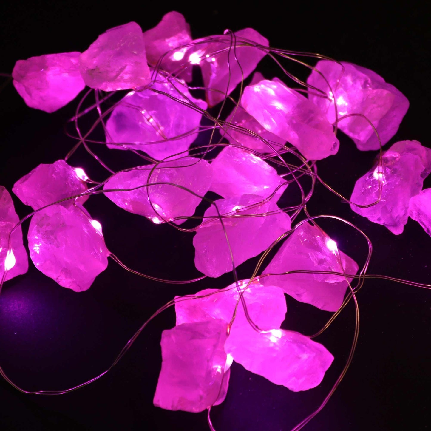 Lichterkette aus echtem Rosenquarz – Sanftes LED-Licht für Harmonie