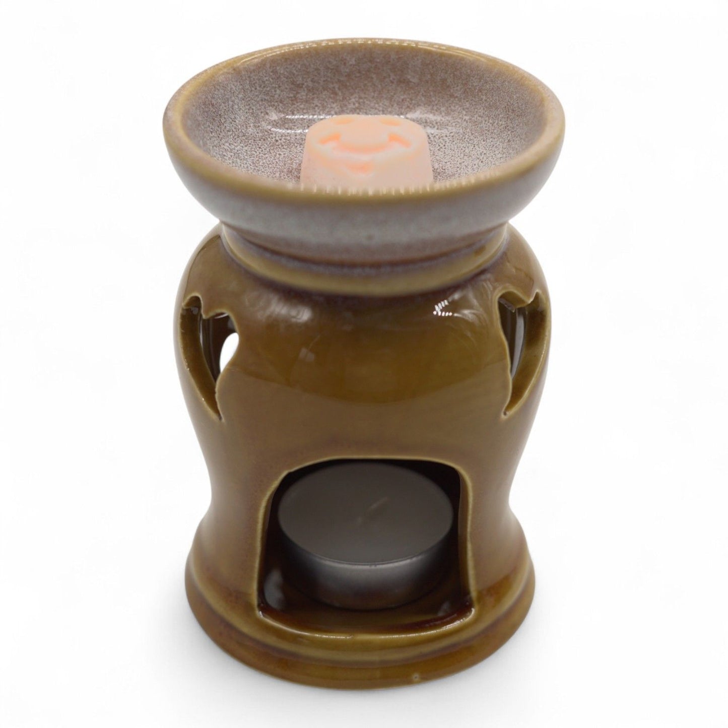 Duftlampe Keramik mit Herz-Ausschnitt - Rustikales Design in Terrakotta