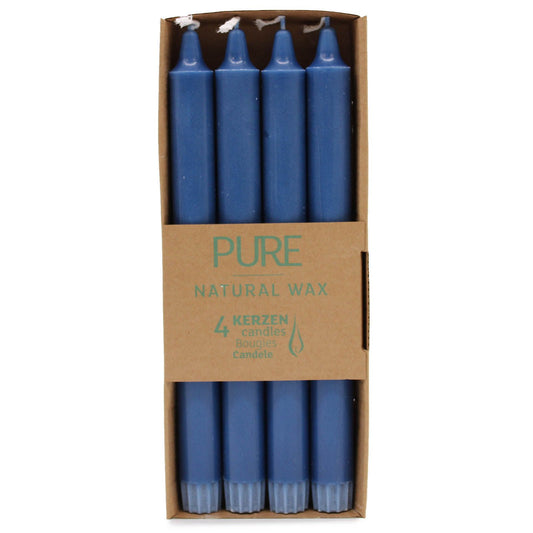 Blaue Tafellichtkerzen aus Naturwachs (4er Set) – Made in Germany