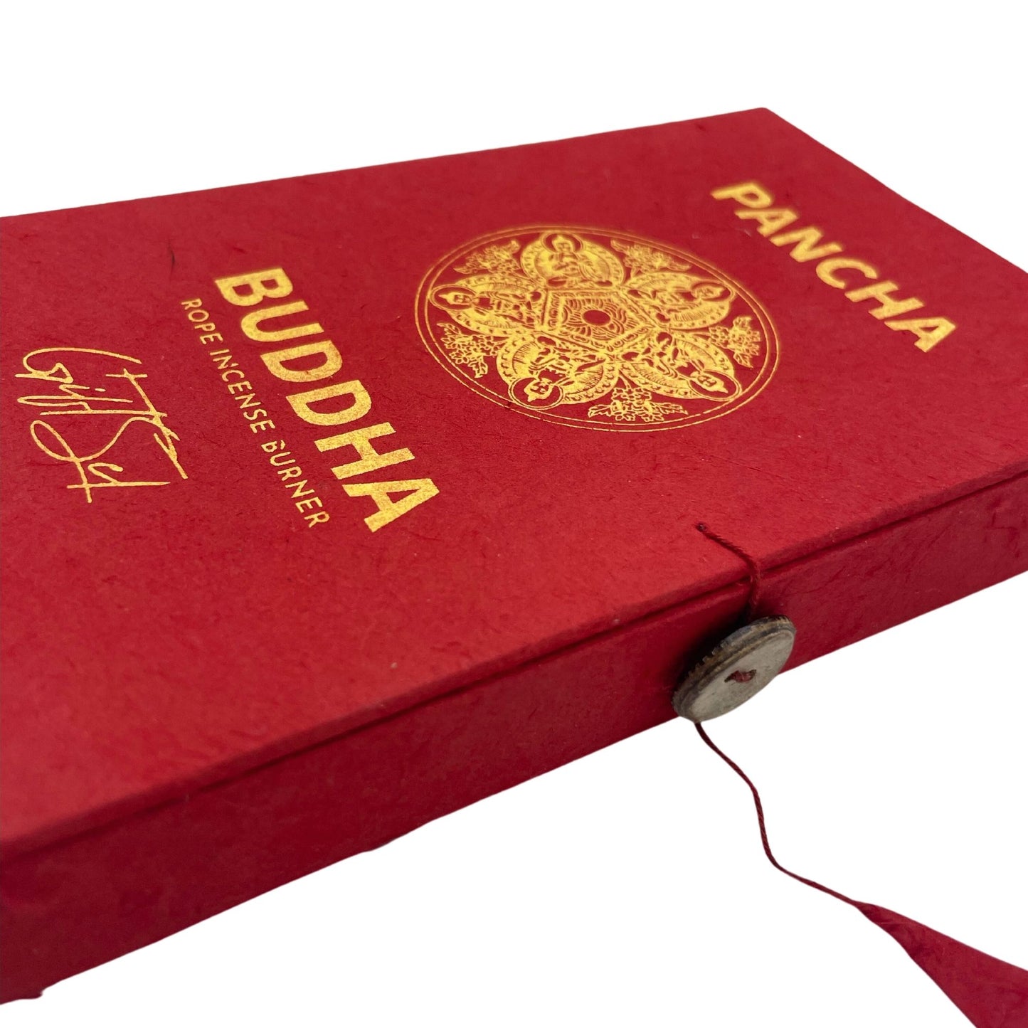 Pancha Buddha Räucherschnur-Set mit versilbertem Halter – 10 Schnüre in Geschenkbox