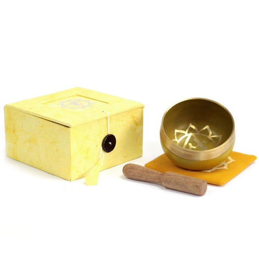 Klangschale für das Solarplexus-Chakra – Messing mit Holzschlägel