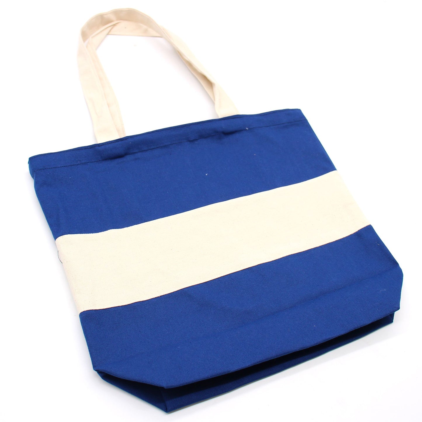 Baumwolltasche in Blau und Natur - 38x42x12cm - Robuster 10oz Canvas