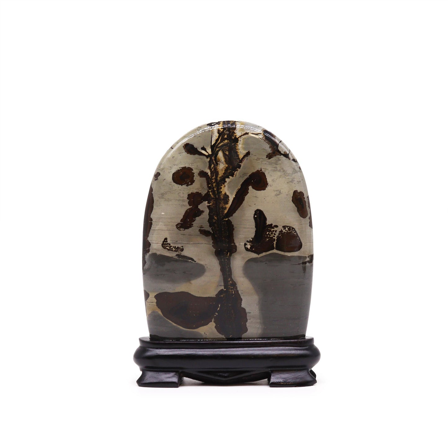 Naturstein-Bild Bogenform – Mangankalkstein mit Dendriten