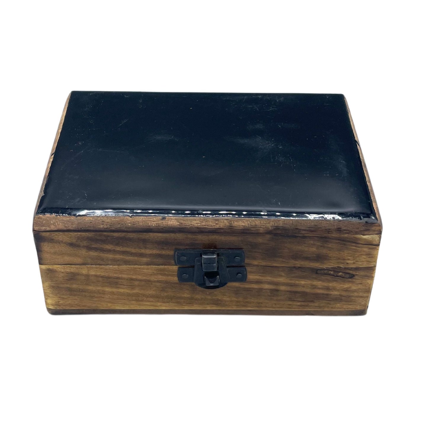 Keramikglanz-Box aus Mangoholz in Tiefschwarz - 15x10x6 cm