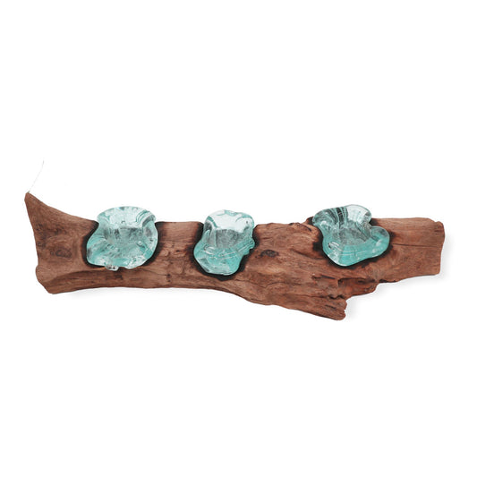 Dreifach-Kerzenhalter aus Glas & Holz – Ein Unikat für nachhaltige Atmosphäre