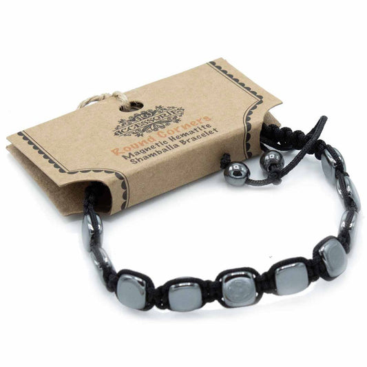 Shamballa Armband aus magnetischem Hämatit mit Rundperlen
