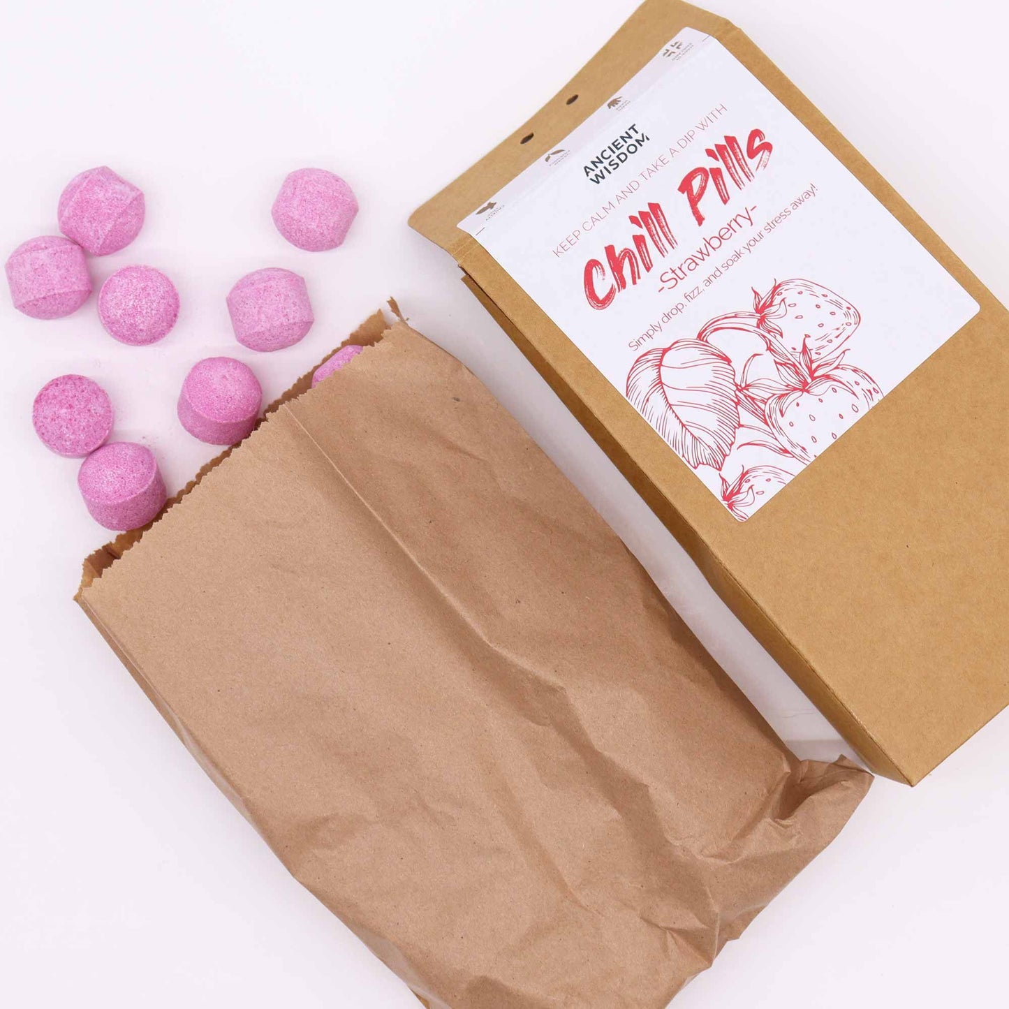 Mini-Badebomben Geschenkset 'Sommer-Erdbeere' - 30 Stück