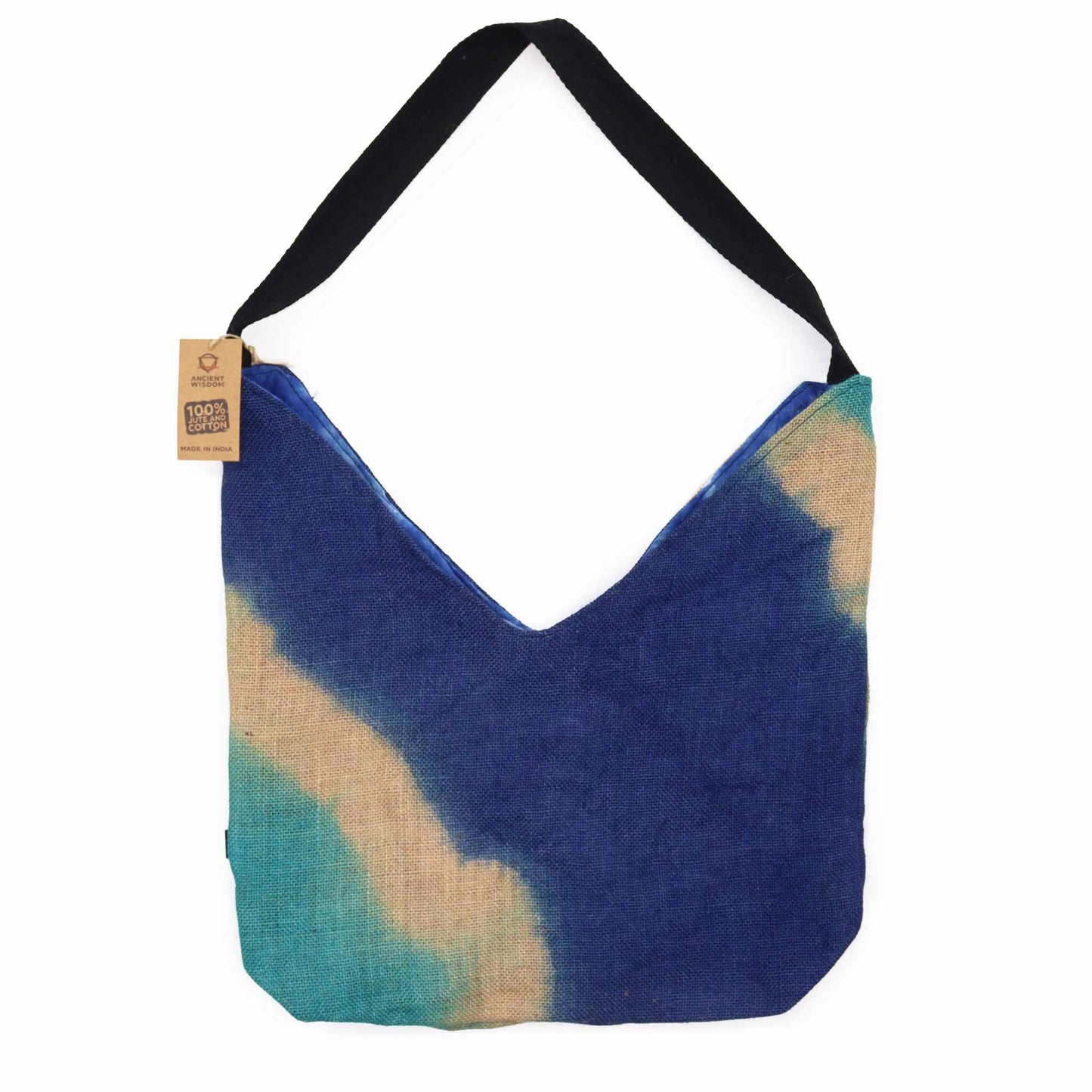 Umhängetasche in Jeansblau Tie-Dye - Jute mit Baumwollfutter