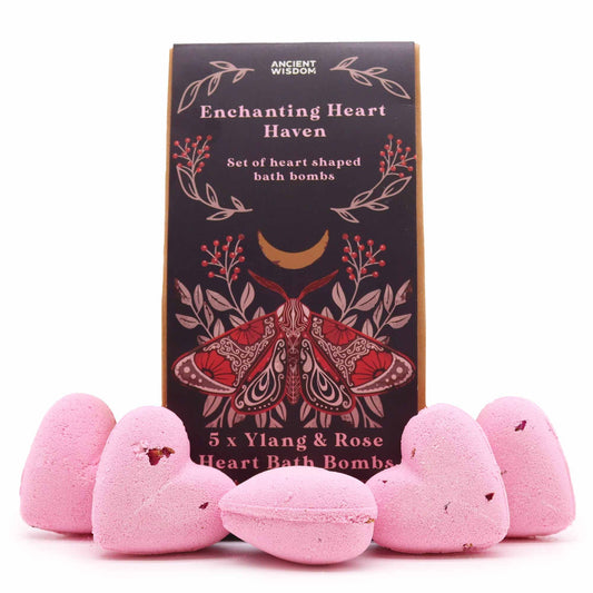 Herz-Badebomben Set Ylang & Rose – 5 Stück im Geschenk-Etui