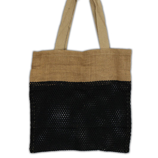 Netzbeutel aus weicher Jute und Baumwolle - Elegant in Schwarz