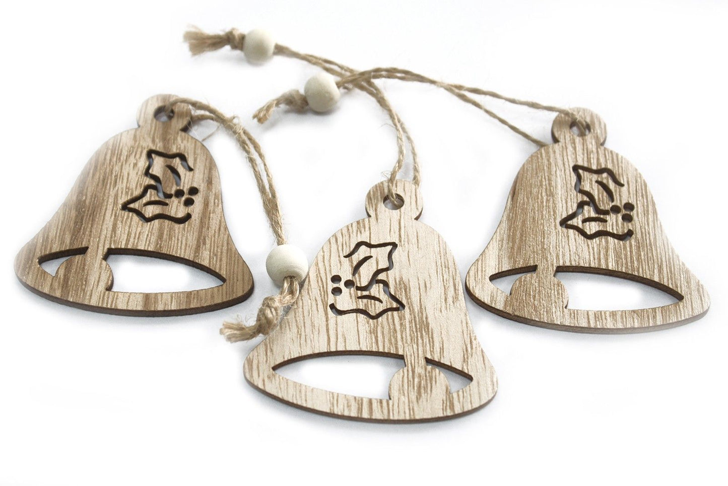 Set mit 3 Vintage Holzglocken - Nostalgischer Weihnachtsschmuck