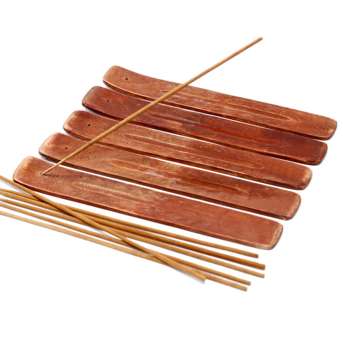 Handgeschnitzter Räucherwerkhalter aus Mangoholz mit Aschefänger - 25 cm