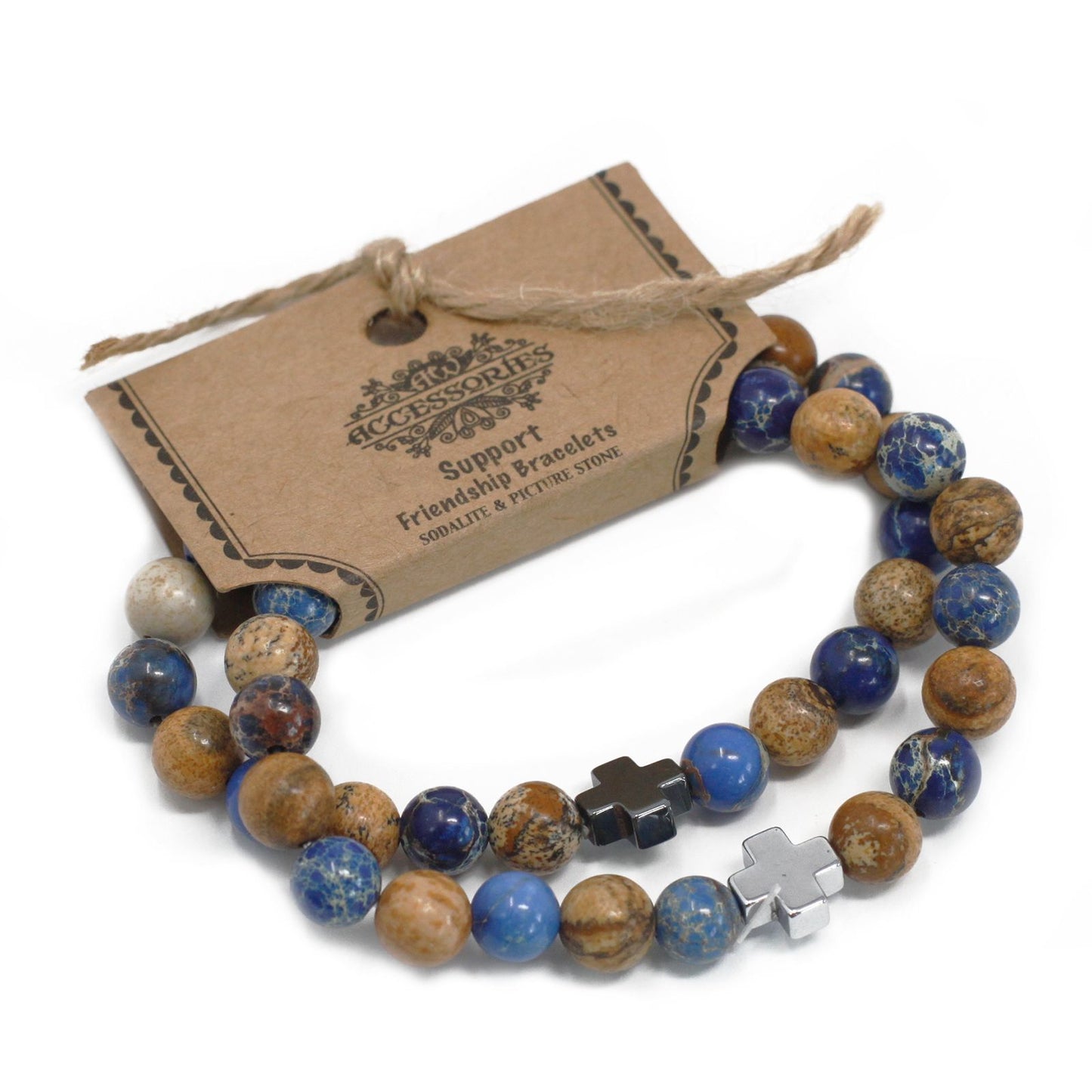 Freundschaftsarmband-Set Sodalit & Picturestone – 2-teilig mit Bedeutung