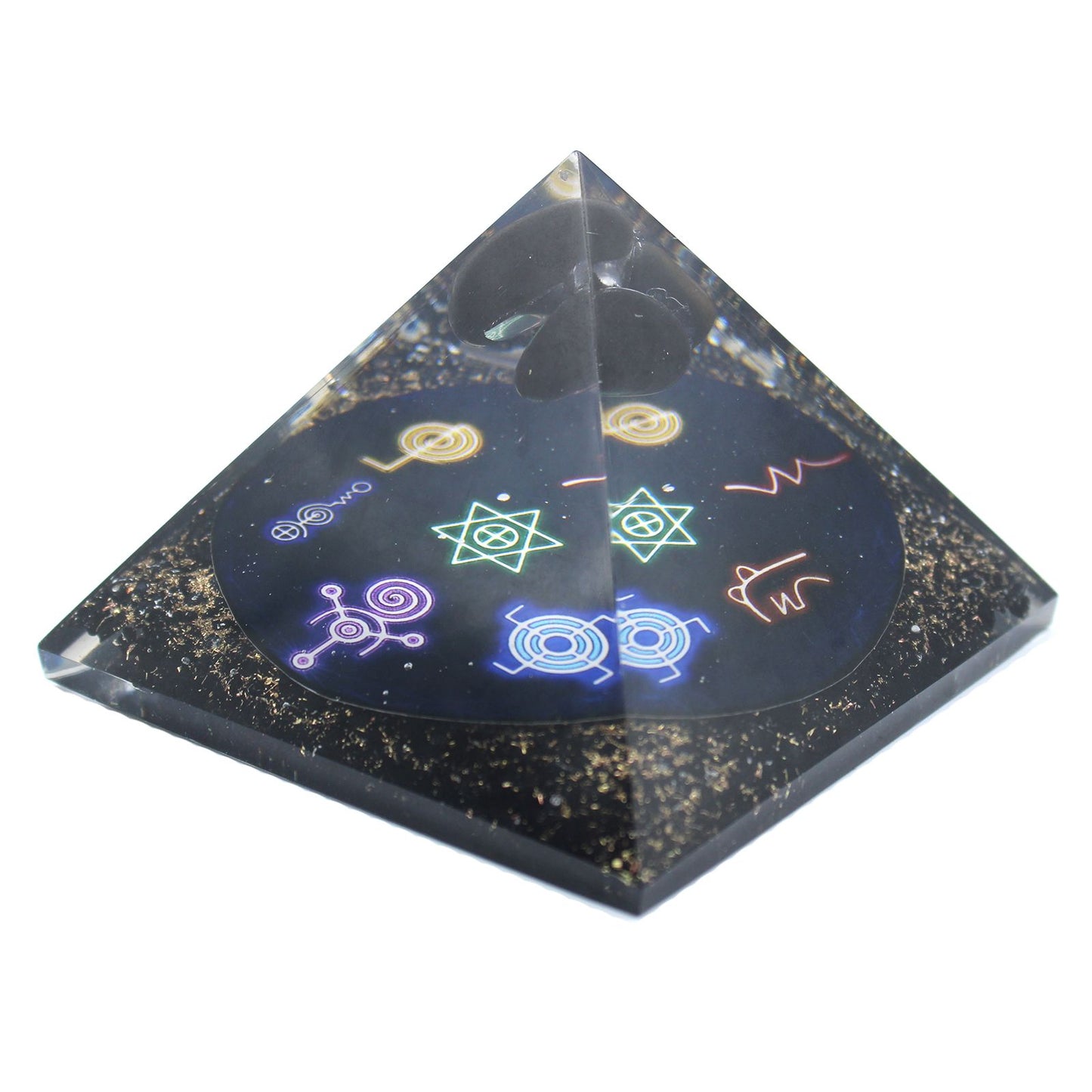 Orgonit Pyramide 'Midnight Reiki' 9 cm - Handgefertigtes Energieobjekt aus Kristallharz