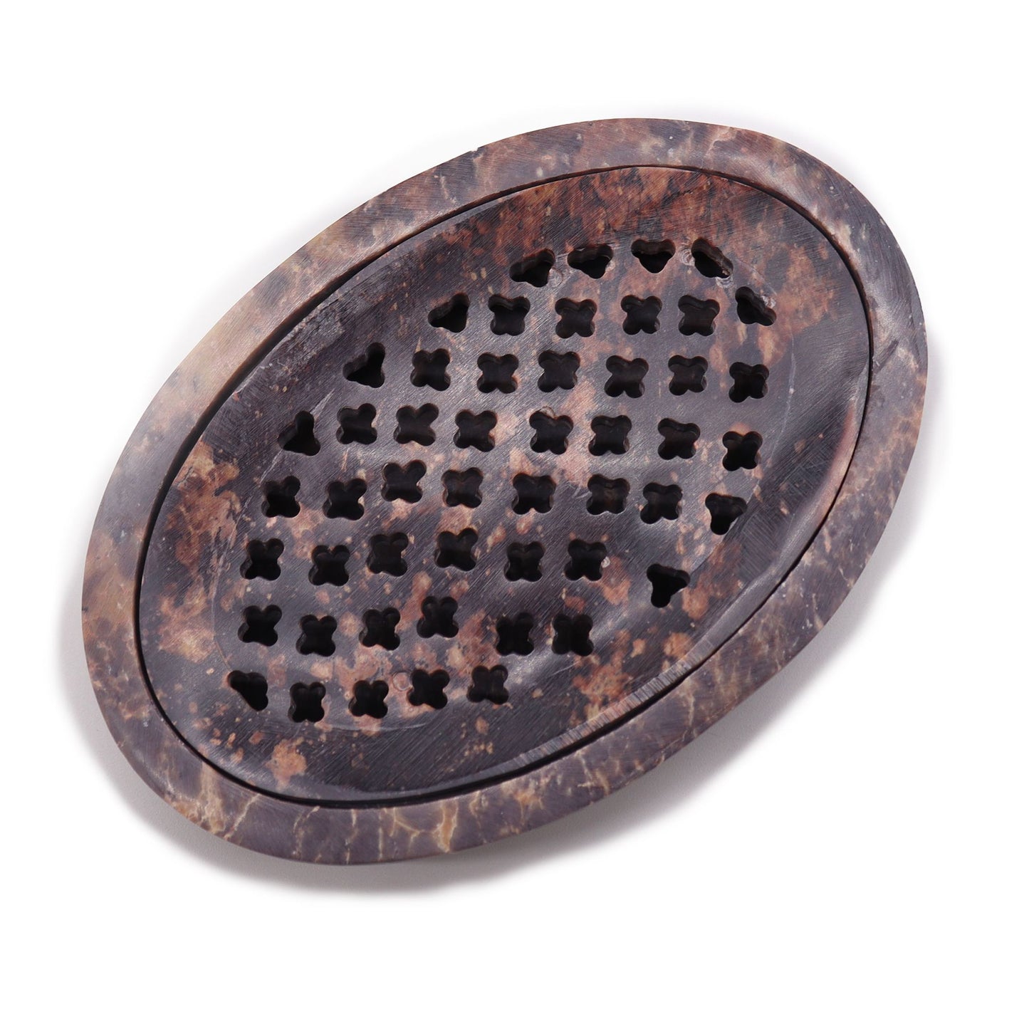 Klassische Seifenschale aus Naturstein, oval 11x8 cm