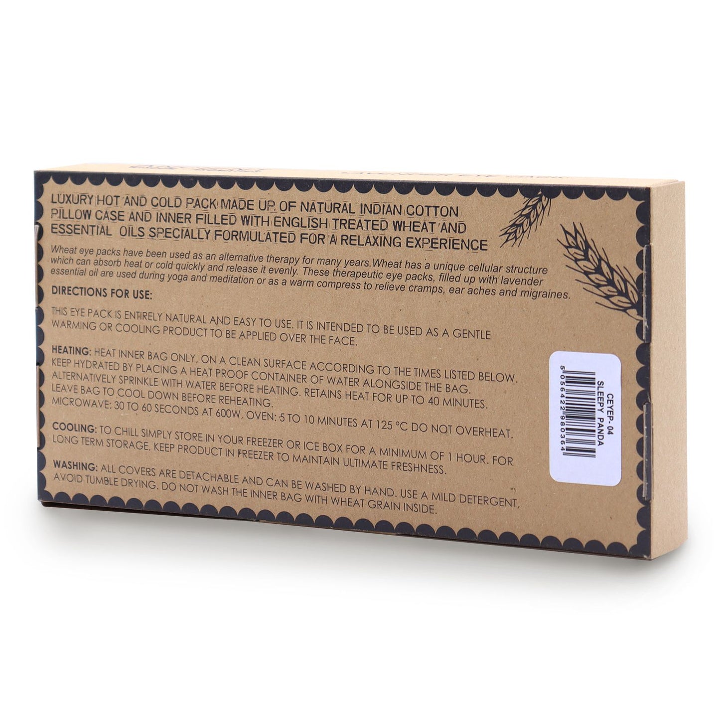 Lavendel-Kompressionskissen für die Augen aus Baumwolle mit Geschenkbox – Sleepy Panda Design