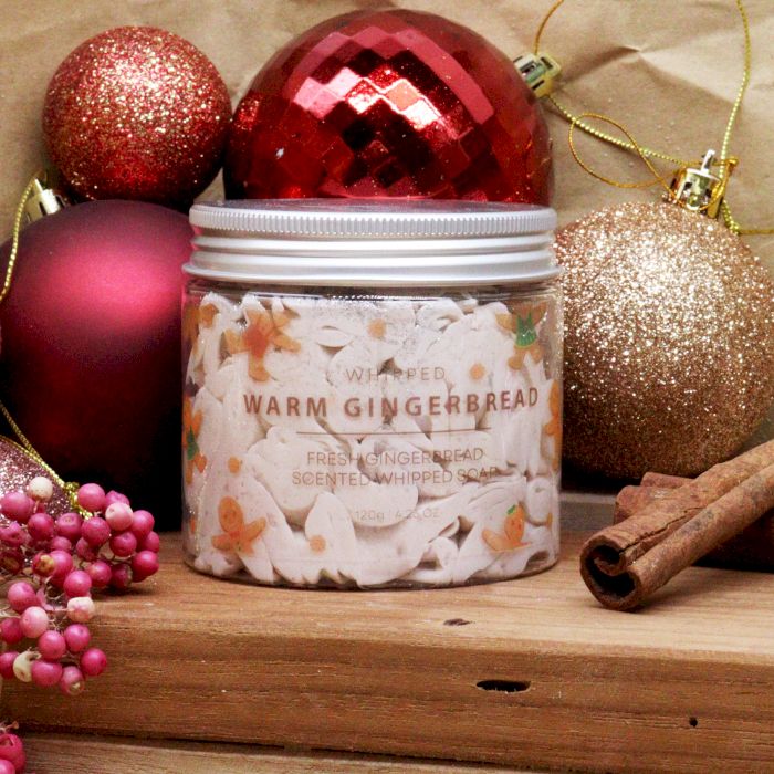 Schlagseife 'Warmes Lebkuchen' im Glas (120g) – Cremig mit Glitzer