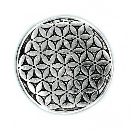 Räucherstäbchenhalter 'Blume des Lebens' – 11 cm aus poliertem Aluminium