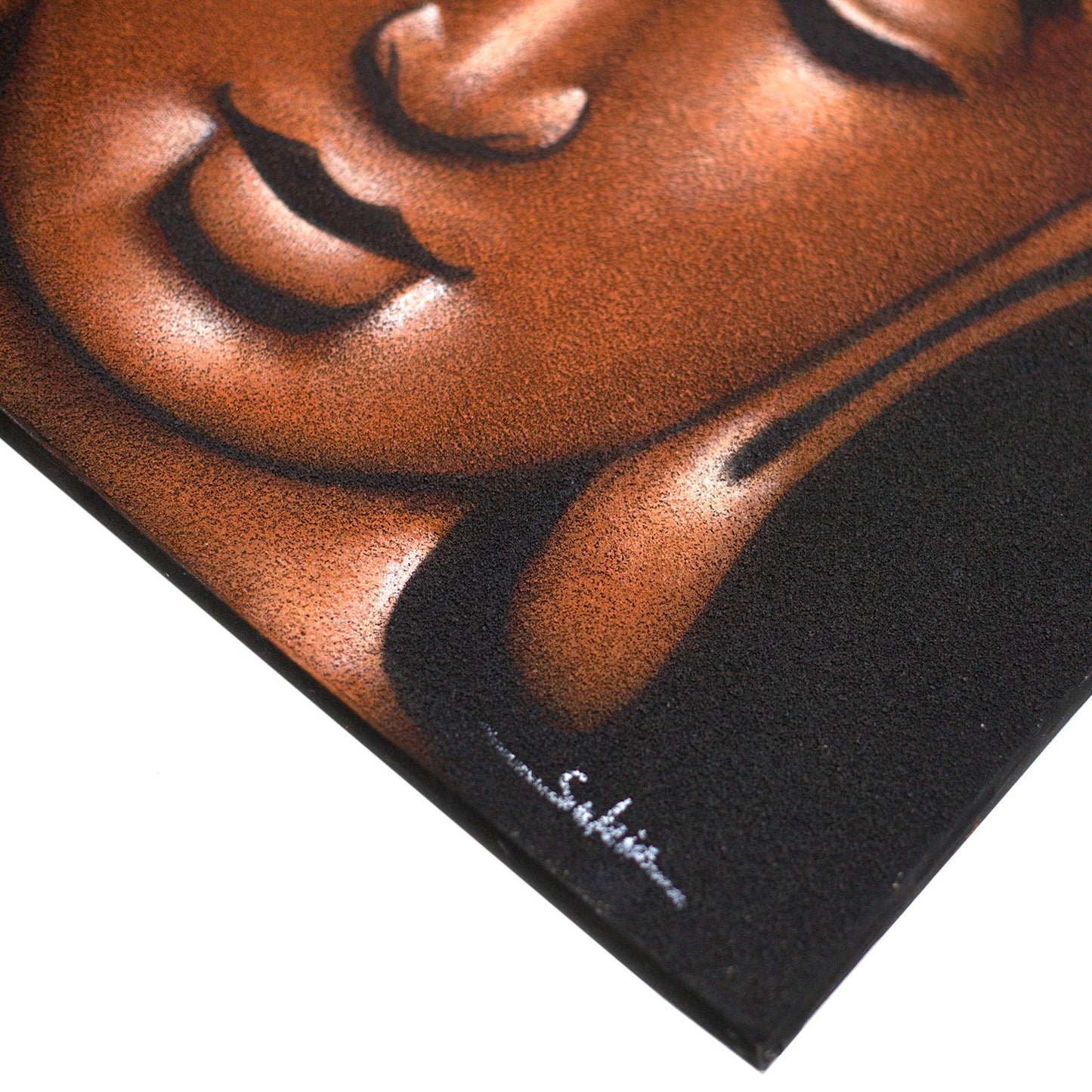 Leinwandbild 'Zenith Buddha' in Kupfer-Sandoptik – Handgemaltes Unikat